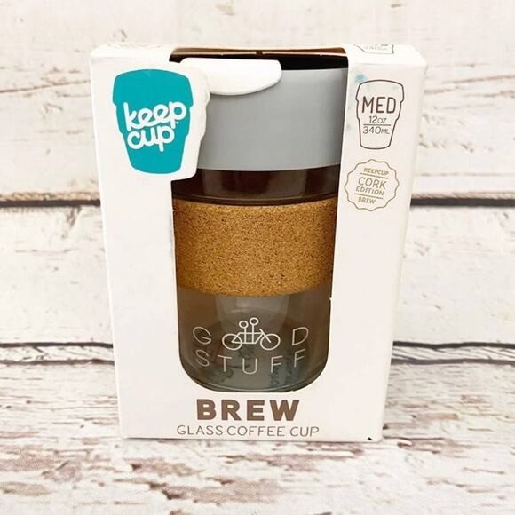 KEEP CUP Reusable Cork Glass Coffee Mug 12oz - Picture 1 of 4
